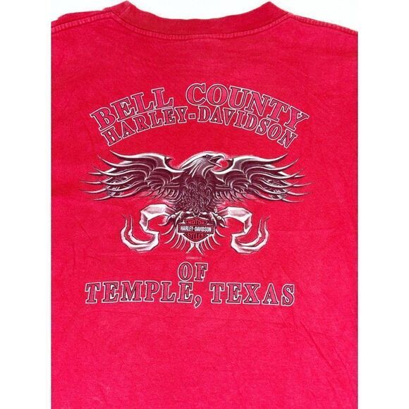 Vintage Y2K 2004 Harley Davidson T-Shirt Large Red Long Sleeve Temple Texas - Picture 8 of 11